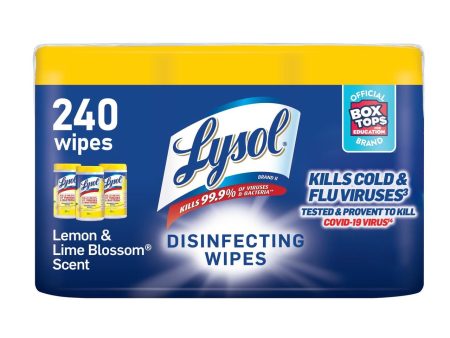 Lysol Disinfectant Wipes, Multi-Surface Antibacterial Cleaning Wipes, For Disinfecting and Cleaning, Lemon and Lime  Blossom, 240 Count (Pack of 3) Cheap