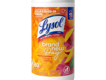 Lysol Disinfectant Wipes, Multi-Surface Antibacterial Cleaning Wipes, For Disinfecting and Cleaning, Brand New Day Mango & Hibiscus 80ct For Sale