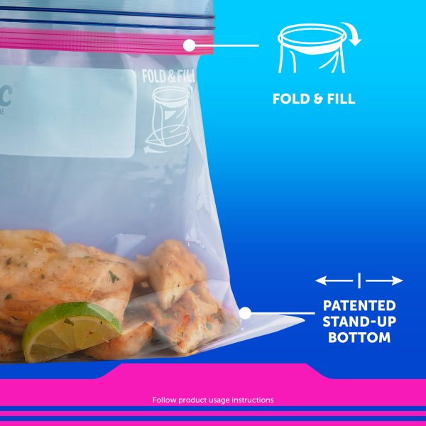 Ziploc® Brand Storage Bags with New Stay Open Design, Quart, 75 Count, Patented Stand-up Bottom, Easy to Fill Food Storage Bags, Unloc a Free Set of Hands in the Kitchen, Microwave Safe, BPA Free For Sale