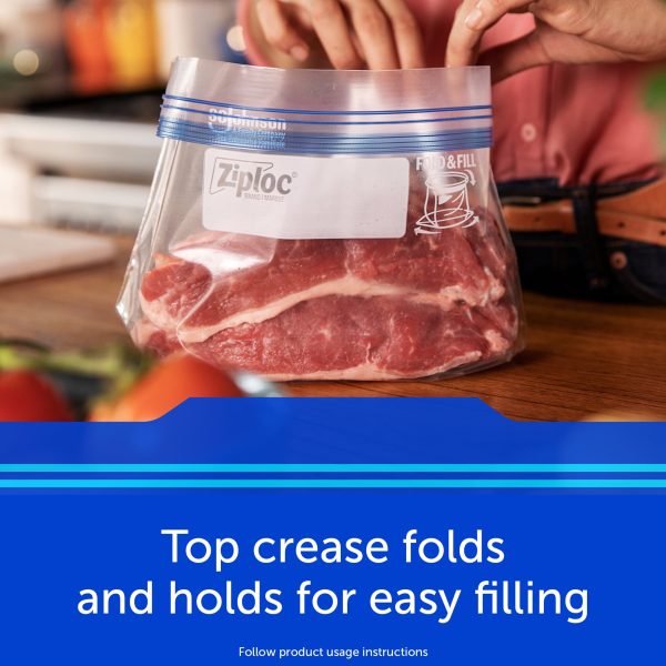 Ziploc® Brand Freezer Bags with New Stay Open Design, Quart, 75, Patented Stand-up Bottom, Easy to Fill Freezer Bag, Unloc a Free Set of Hands in the Kitchen, Microwave Safe, BPA Free on Sale