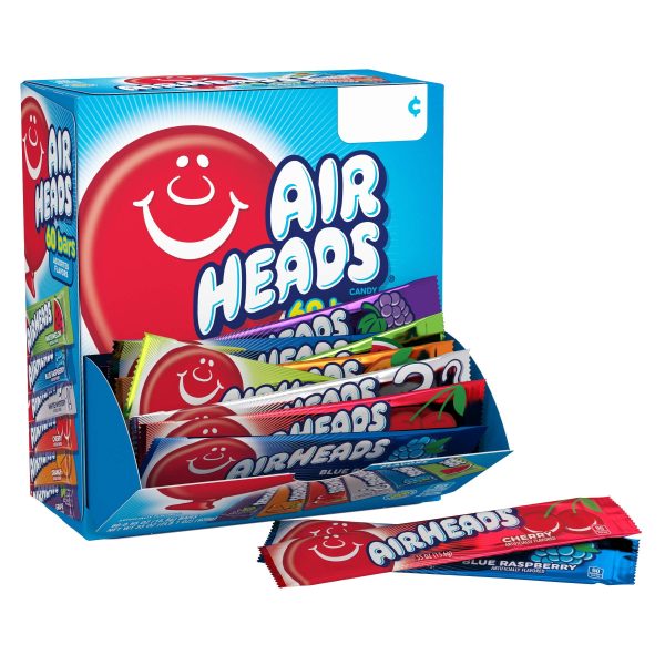 Airheads Chewy Candy Bars, Assorted Flavors, Peanut and Tree Nut Free, Regular Size, 33 oz, 60 Count For Cheap