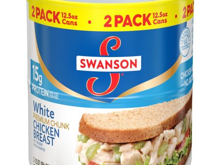 (2 Pack) Swanson White Premium Chunk Canned Chicken Breast in Water, Fully Cooked Chicken, 12.5 oz Can Online Sale