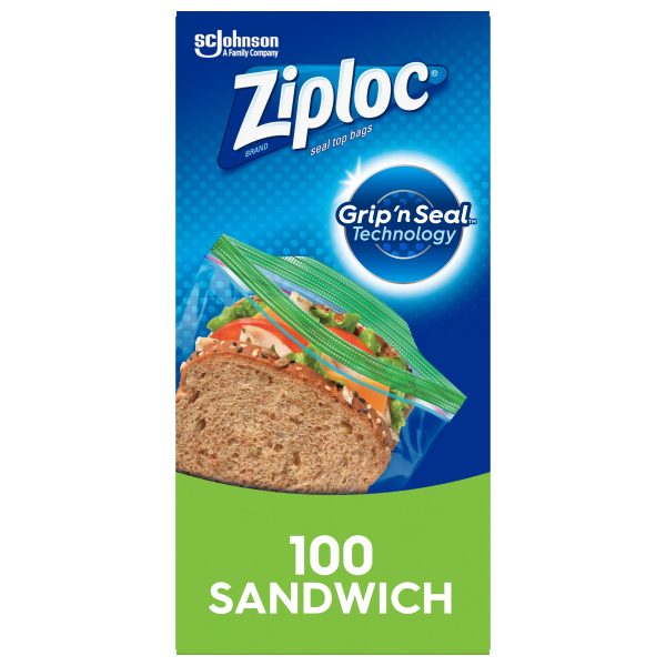 Ziploc® Brand Sandwich Bags with Grip  n Seal Technology, 100 Count on Sale