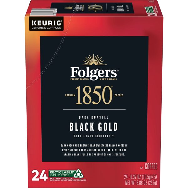 1850 Black Gold, Dark Roast Coffee, Keurig K-Cup Pods, 24 Count Box For Sale