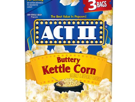 ACT II Kettle Corn Microwave Popcorn, Sweet and Salty Popcorn, 2.75 Oz, 3 Count Fashion