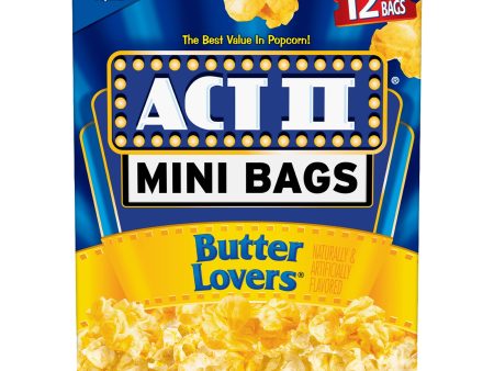 ACT II Butter Lovers Flavor Microwave Popcorn, Mini Bags, 14.39 oz., 12-Count For Discount