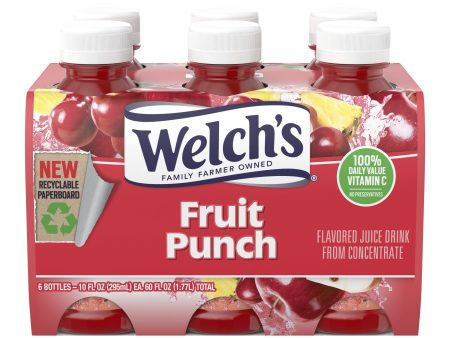 Welch s Fruit Punch Juice Drink, 10 fl oz On-the-Go Bottle (Pack of 6) For Cheap