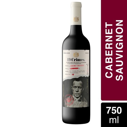 19 Crimes Cabernet Sauvignon Red Wine, Australia, 750ml Glass Bottle, 14% ABV, 5-150ml Servings Online