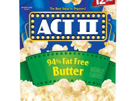 ACT II 94% Fat-Free Butter Microwave Popcorn, 2.71 oz, 12 Count For Sale