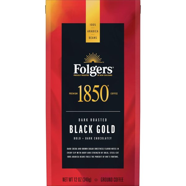 1850 Black Gold Coffee, Dark Roast Ground Coffee, 12 oz For Cheap