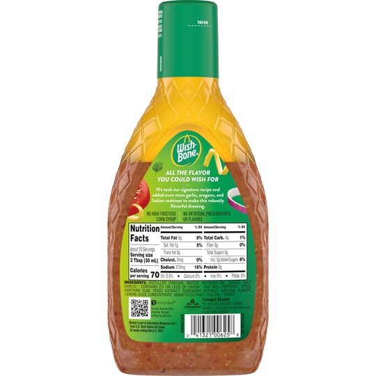 Wish-Bone Zesty Robusto Italian Salad Dressing, 15 fl oz Supply