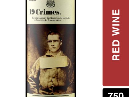 19 Crimes Red Wine, Australia, 14% ABV, 750ml Glass Bottle, 5-150ml Servings For Discount