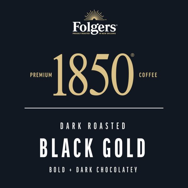 1850 Black Gold Coffee, Dark Roast Ground Coffee, 12 oz For Cheap